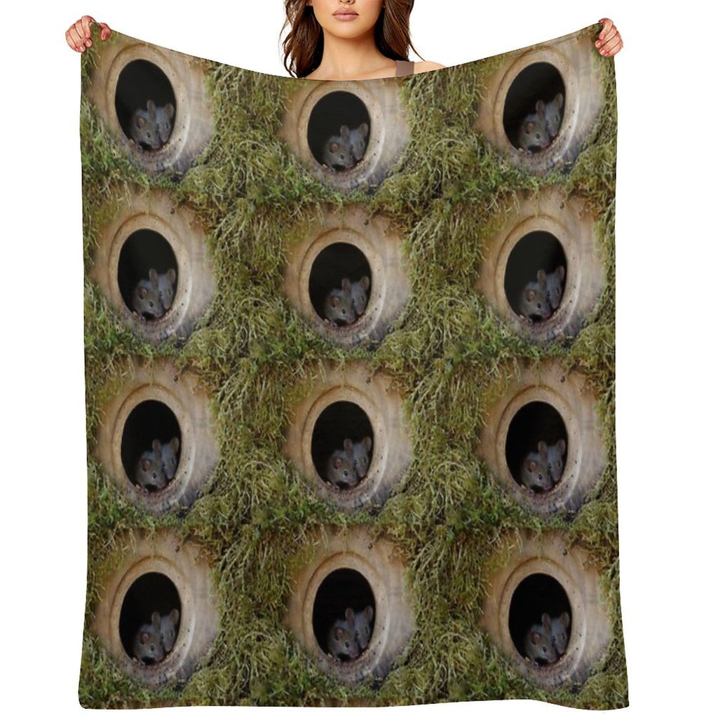 Two Baby Mice in The Log Pile All-season Throw Blanket