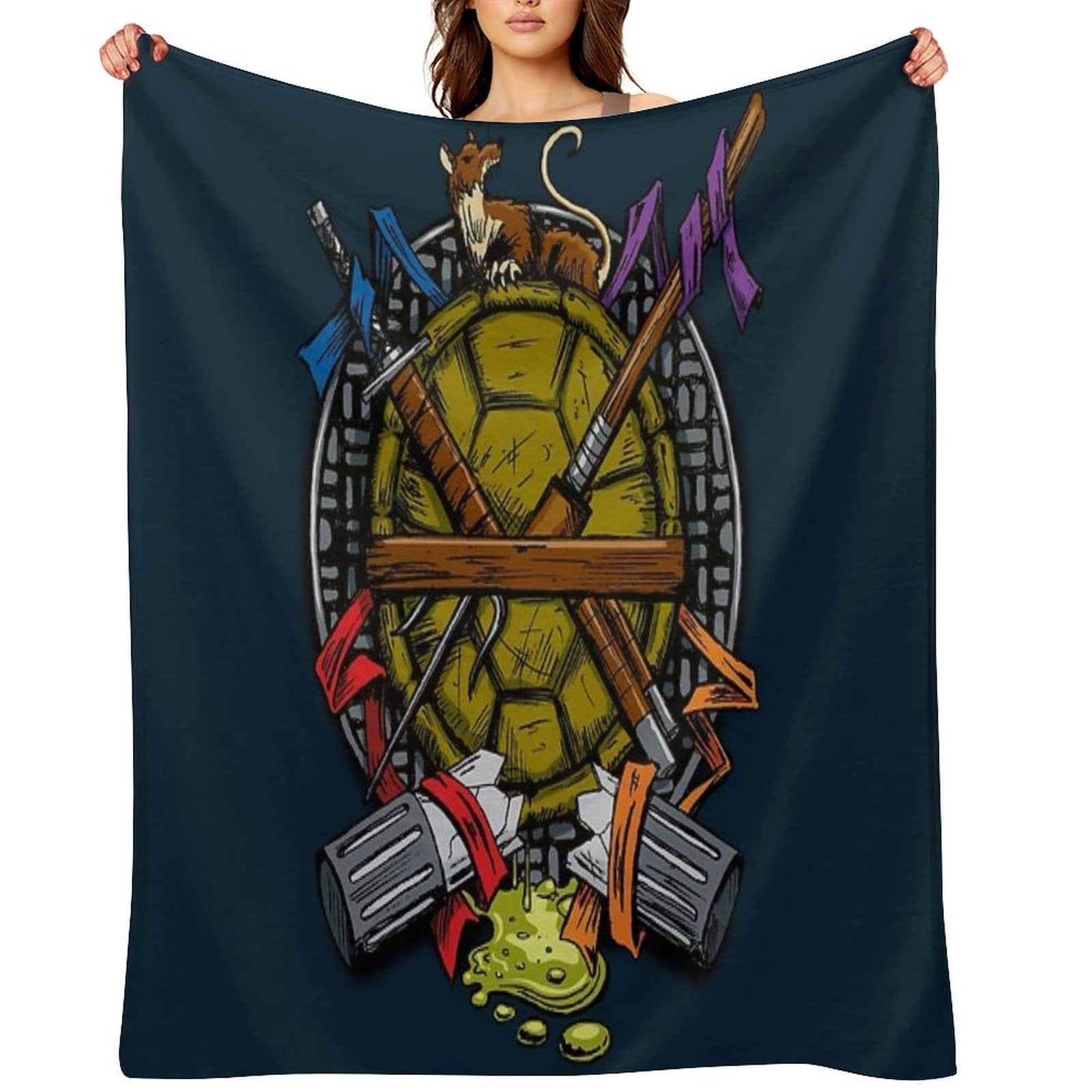 Turtle Family Crest - Full Color Durable Throw Blanket