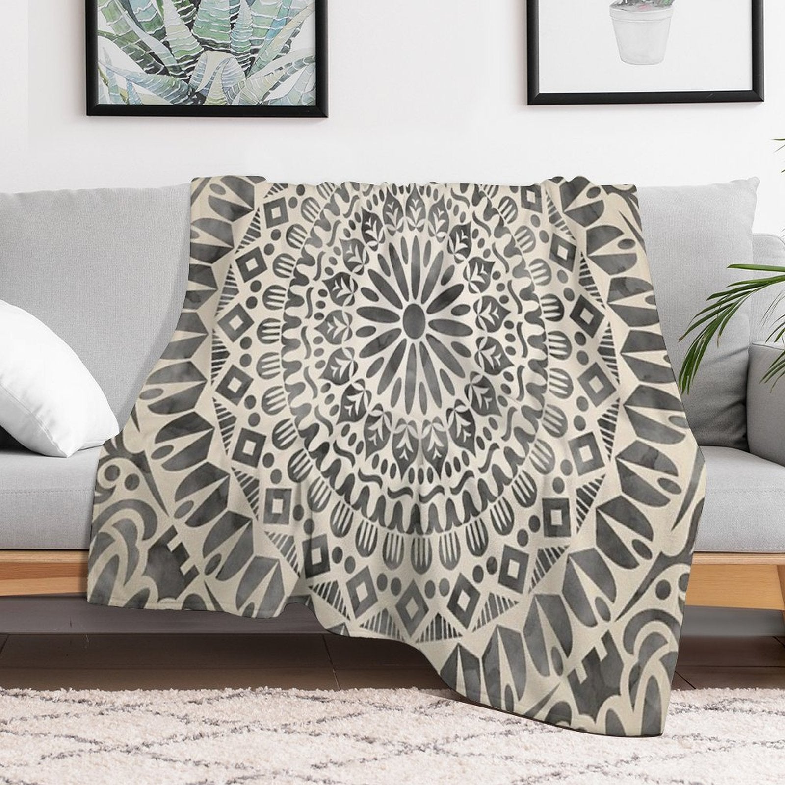 Watercolor Mandala Mandala13w Easy Care Throw Blanket