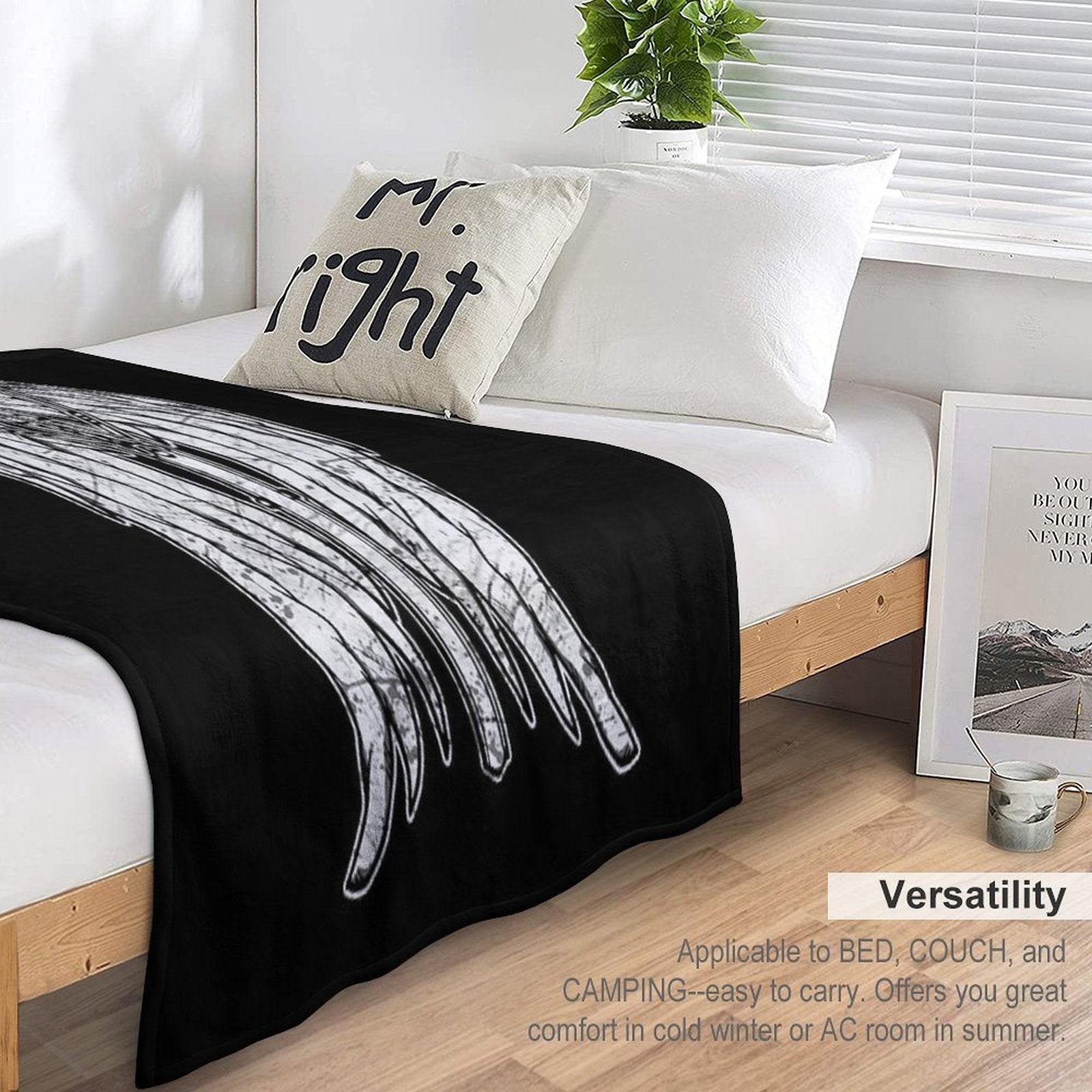 Angel Wings And Crossbow (Dirty) Velvety-soft Throw Blanket