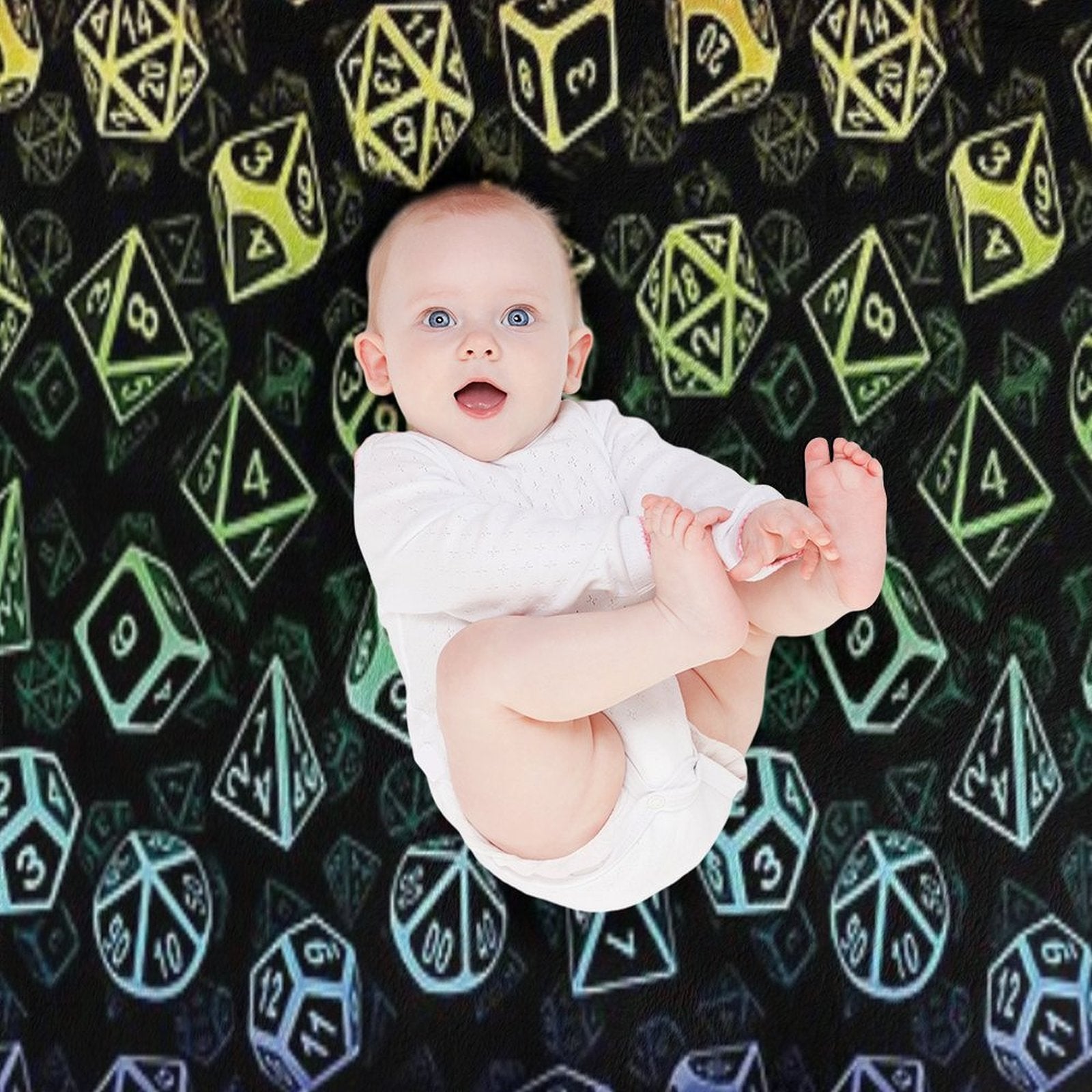 D20 Dice Set Pattern (Rainbow) Velvety-soft Throw Blanket