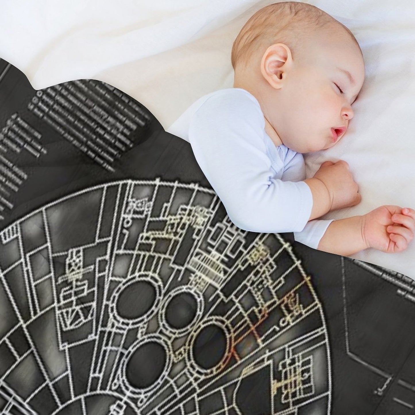 Millennium Falcon Star Wars Starship Blueprint Fan Art Plush Throw Blanket