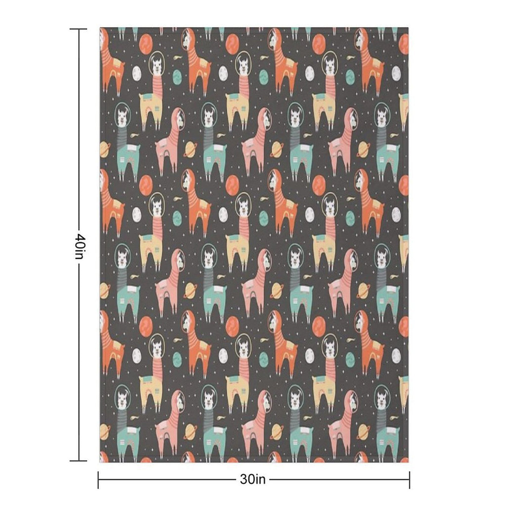 Astronaut Llamas in Space Shrink-resistant Throw Blanket