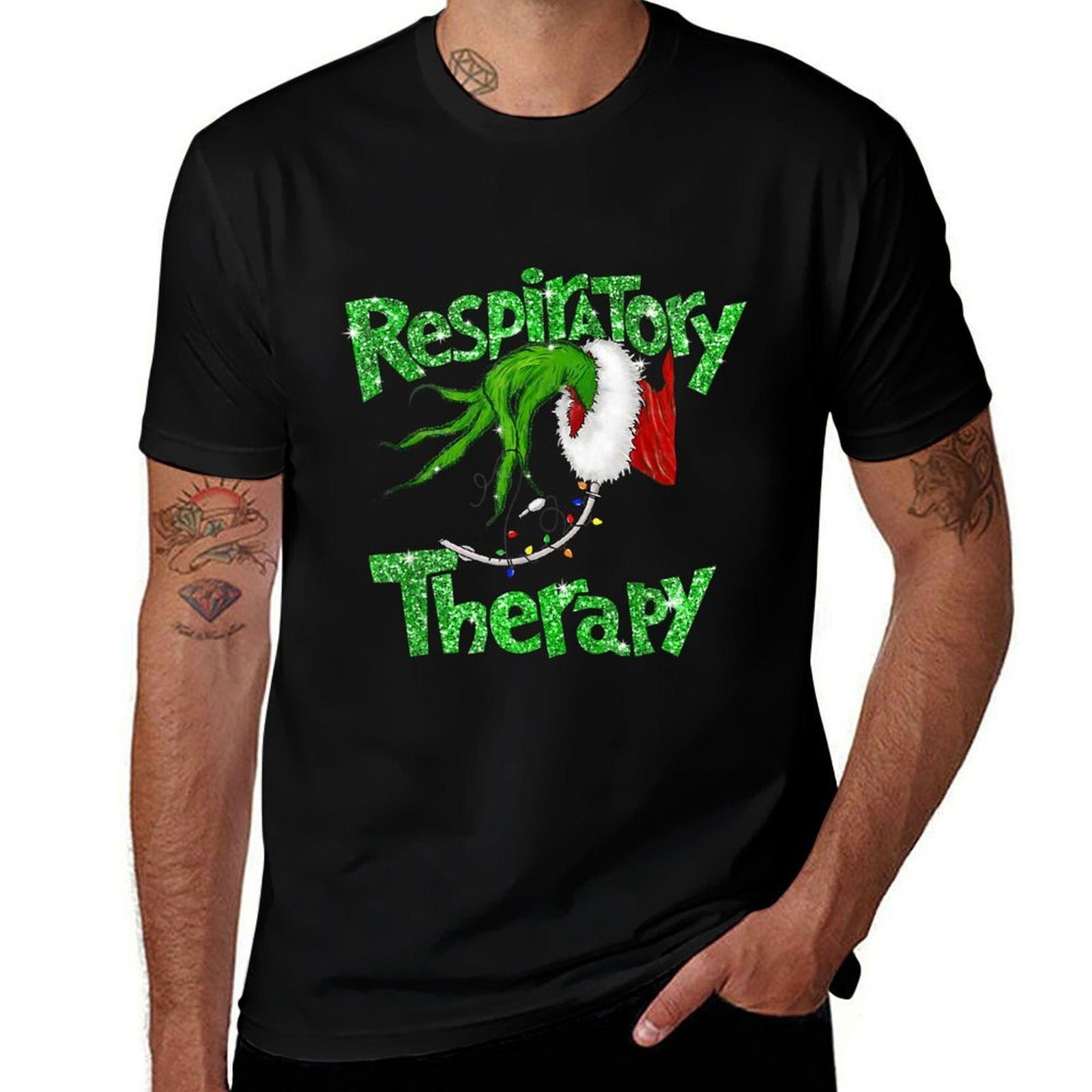 Respiratory Therapy Christmas Pulmonologist Nurse Pajamas  Easy-care T-Shirt