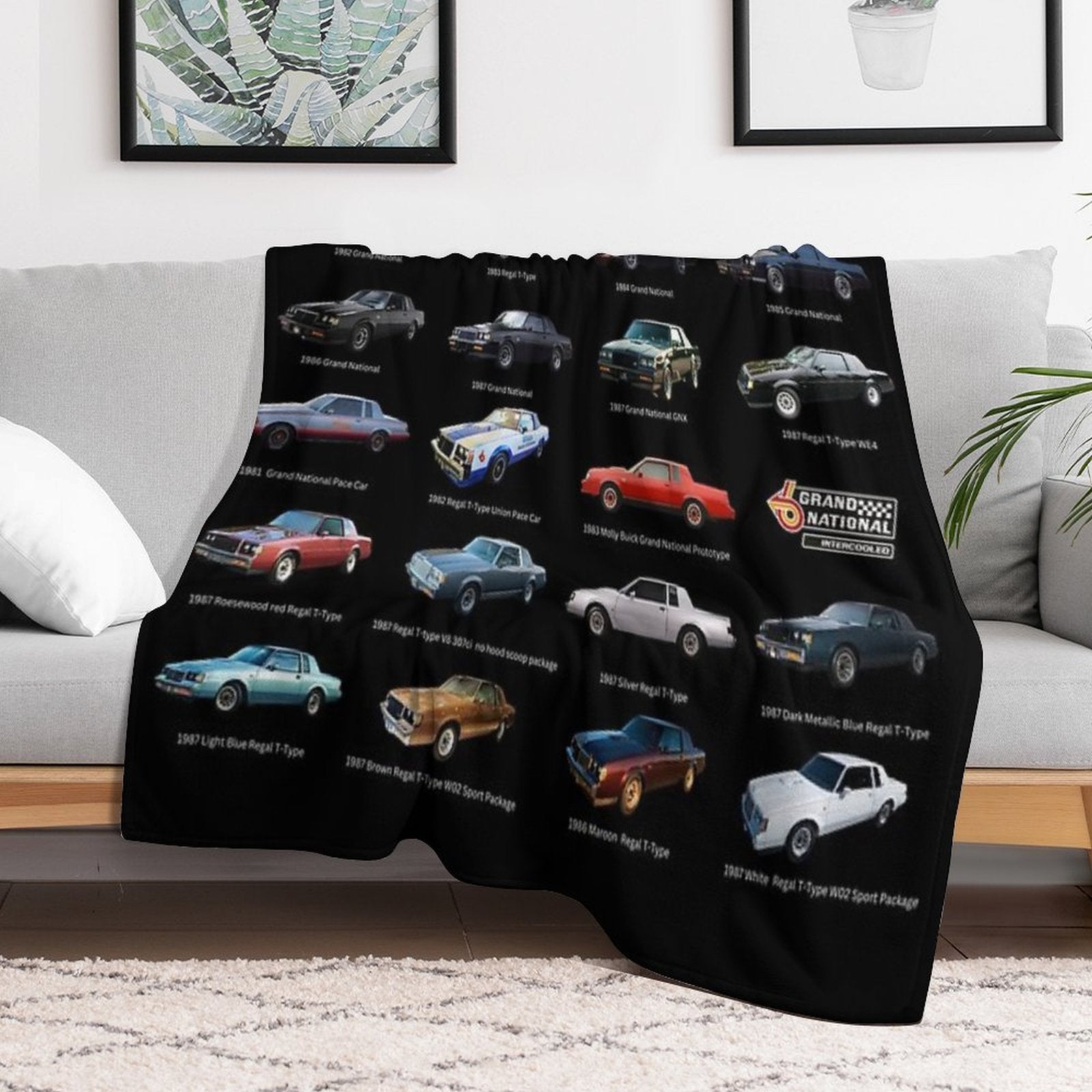 History of Grand National And Regal T-Type Turbos 1981 to 1987 Cars And Prototypes American Muscle Car Vintage Poster  Posters Gift-ready Throw Blanket