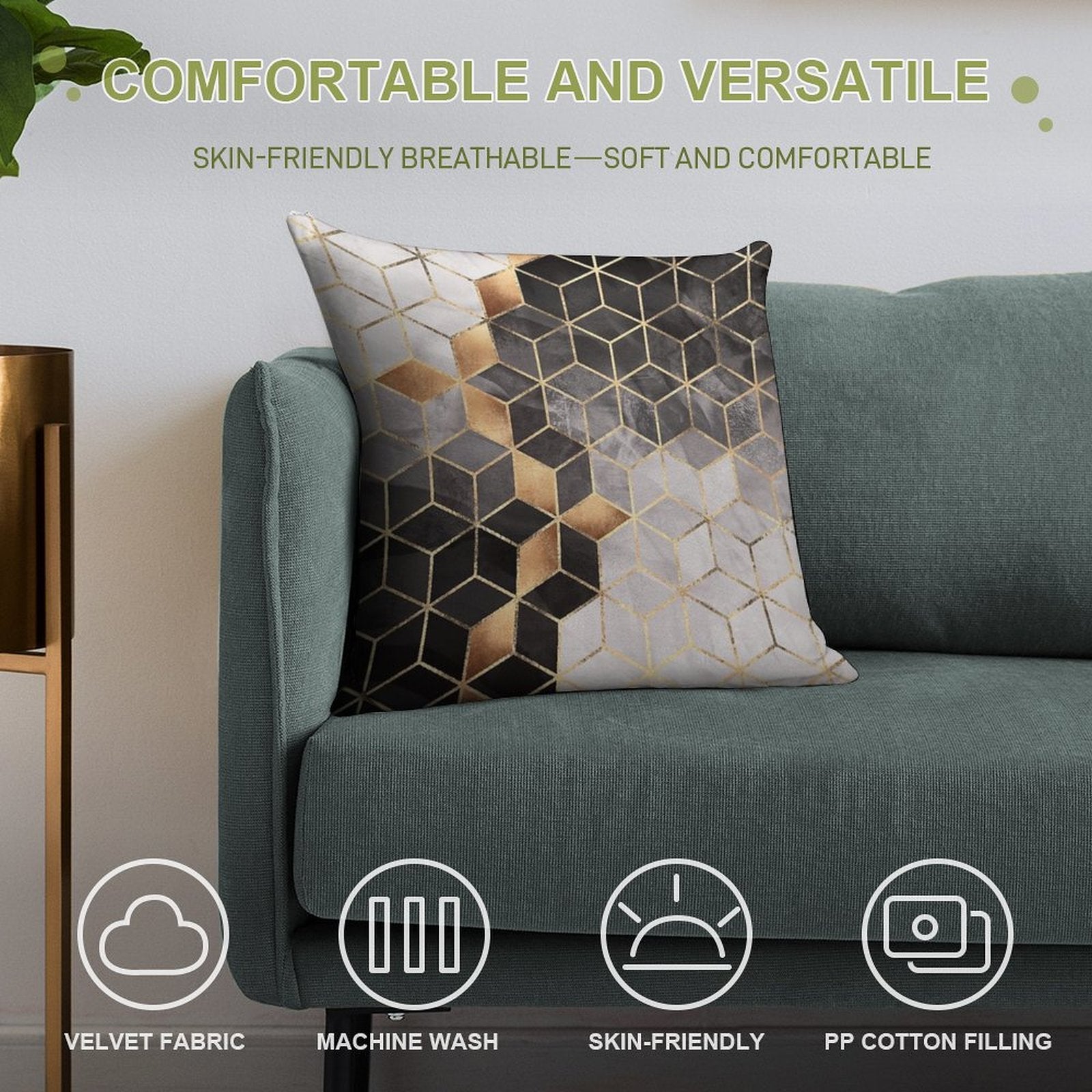 Smoky Cubes Soft Washable Throw Pillow