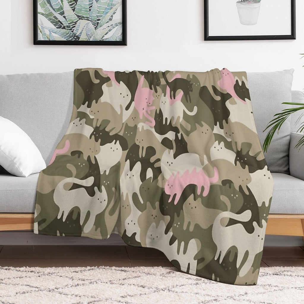 CATmouflage - Light Pink Army Pattern Plush Throw Blanket