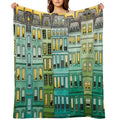 Cats in Green Townhouses Anti-pilling Throw Blanket