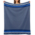 Thai Silk  Blue White Traditional Thai Silk Pattern  Traditional Thai Elephant Design Travel-friendly Throw Blanket