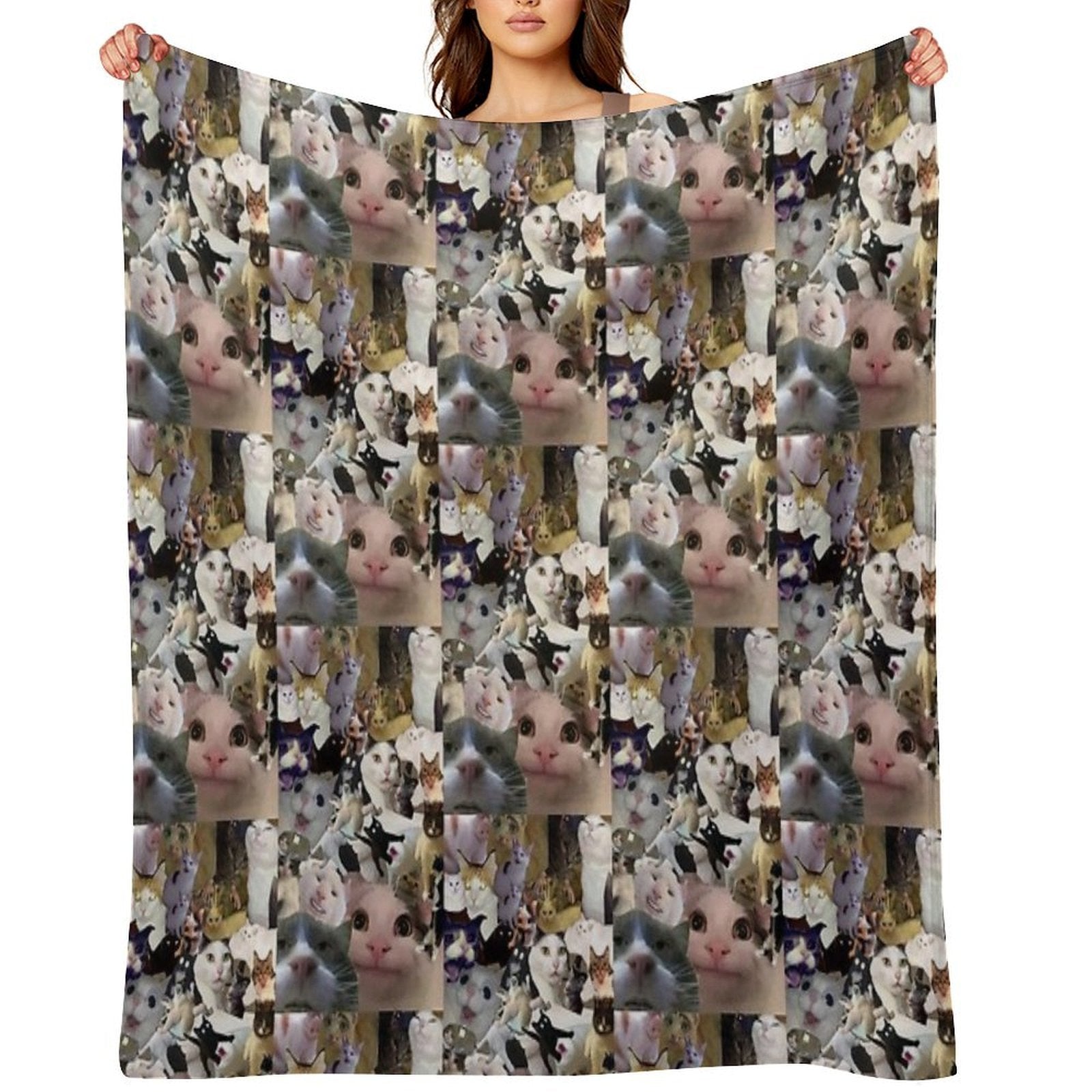Cursed Cat Collage Compact Throw Blanket