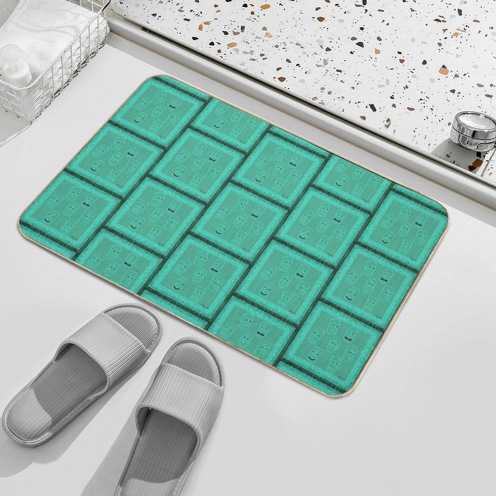Tiki Time - Aqua Version!  Odorless Bath Mat