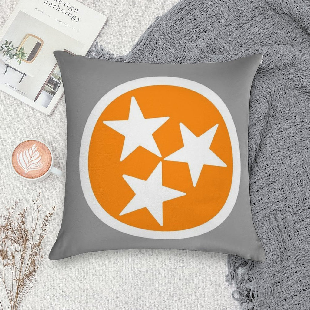 Orange & White Tri-Star Soft Skin-Friendly Throw Pillow
