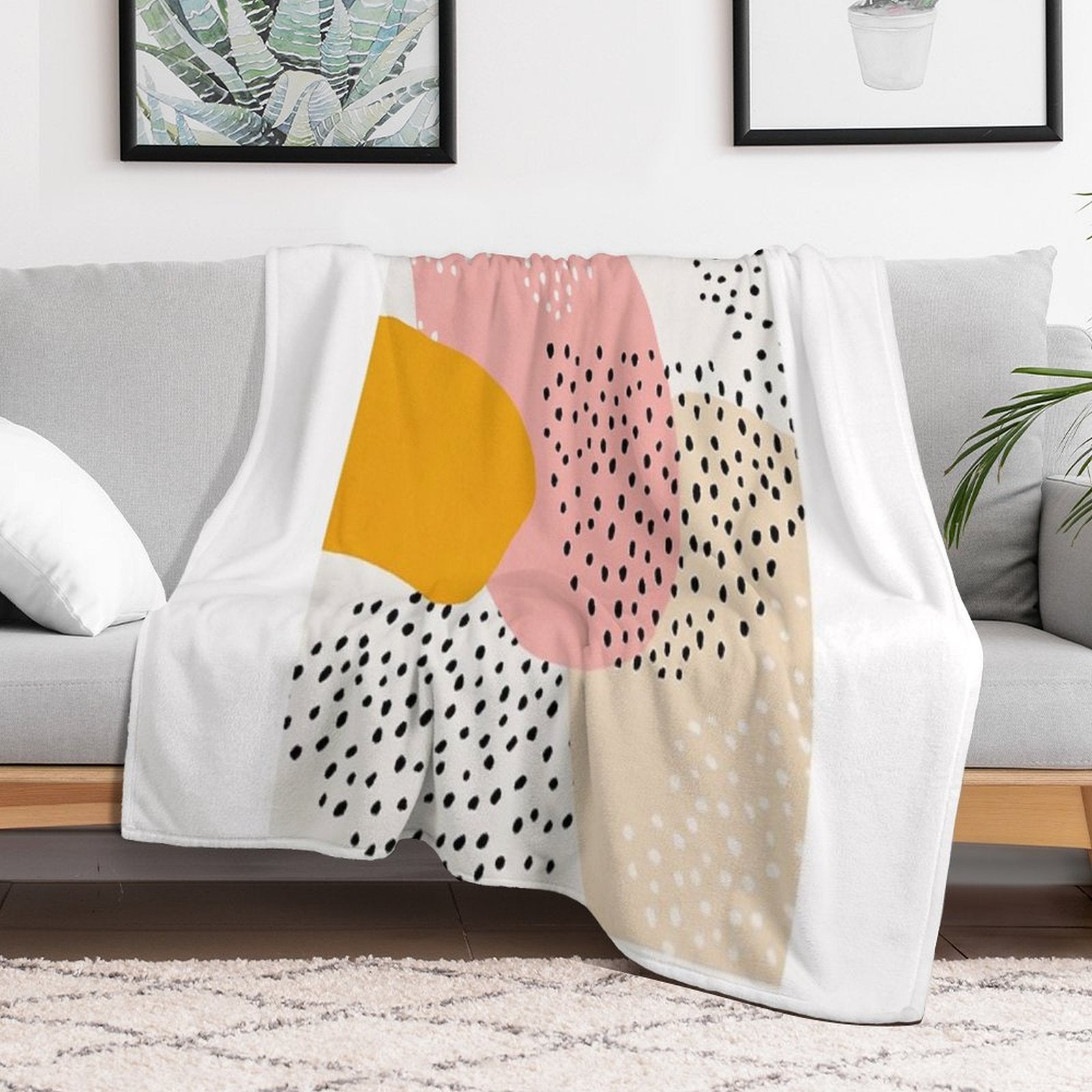Abstract, Mid Century Modern Kids Wall Art, Nursery Room Lightweight Throw Blanket