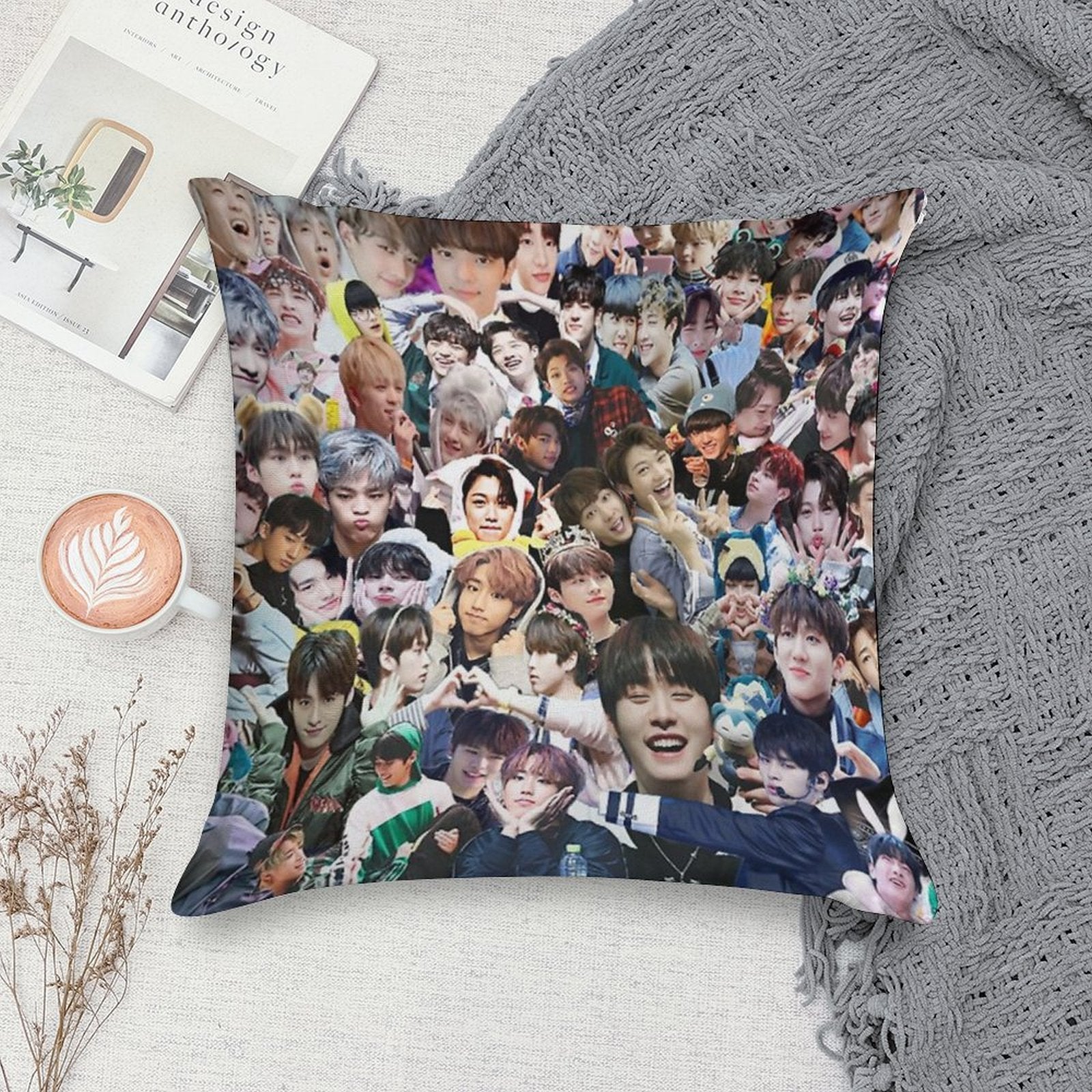 Stray Kids Soft Short Plush Fabric Throw Pillow