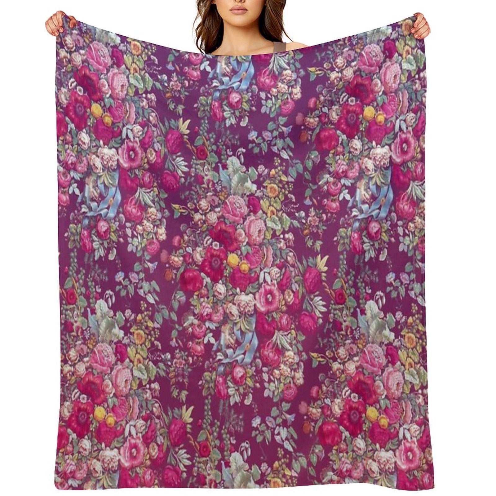 Bouquety Velvety-soft Throw Blanket