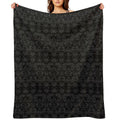 Very Vintage Grunge Damask in Black Machine-washable Throw Blanket
