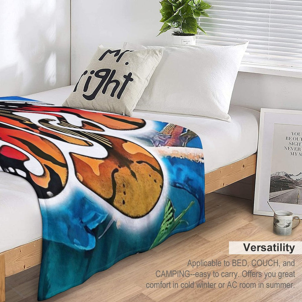 Yessongs, Progressive Rock, Fantasy Print, Surreal Art, Fantasy Landscape, Music Lover Gift Shrink-resistant Throw Blanket