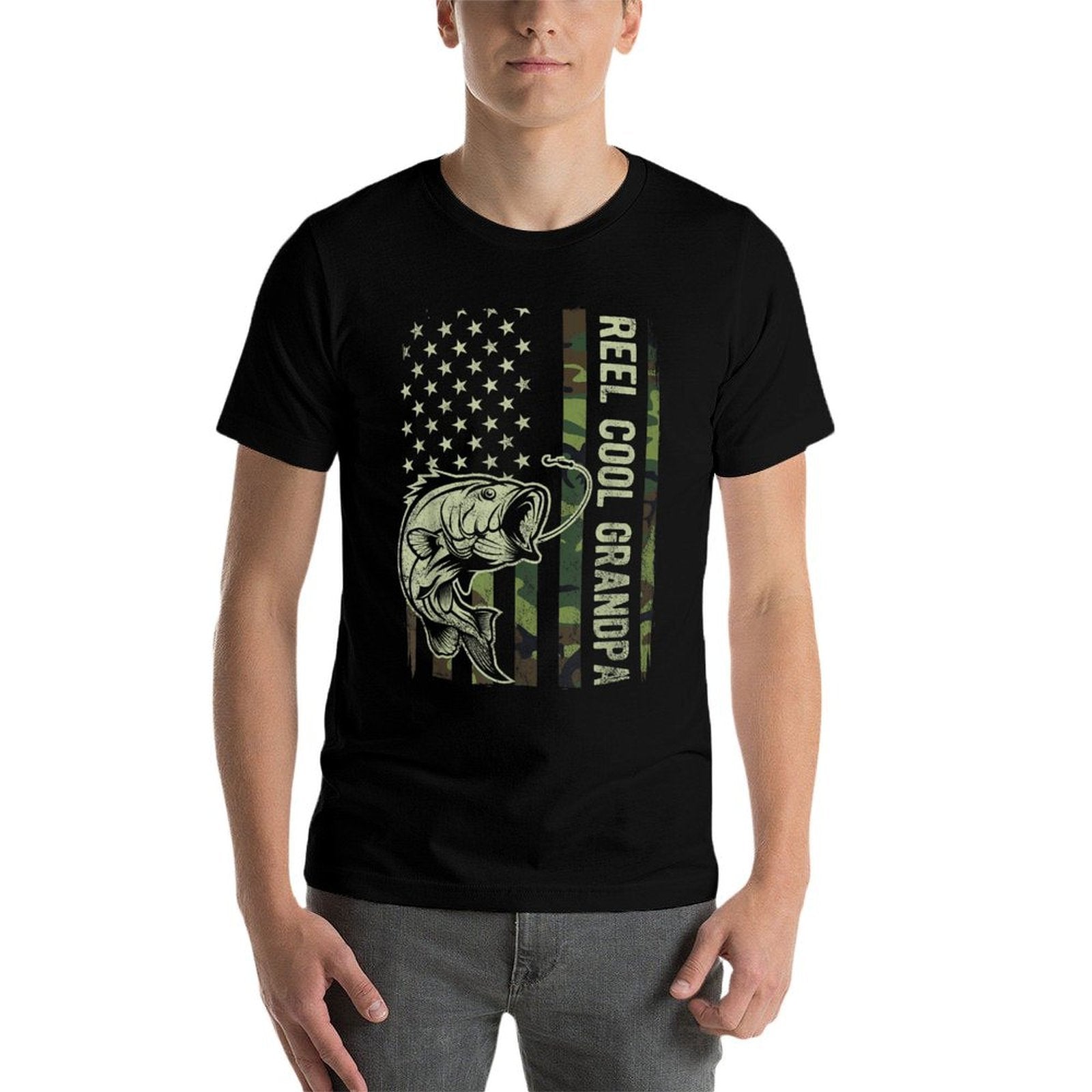 Reel Cool Grandpa Camouflage American Fathers Day  Slim-fit Cut T-Shirt