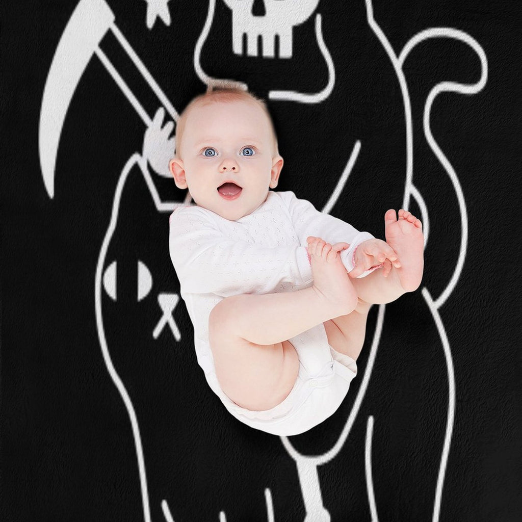 Death Rides A Black Cat Multi-functional Throw Blanket