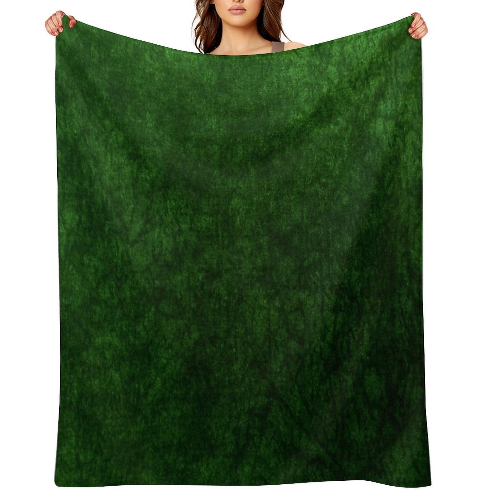 Emerald Green Grass Velvet  Texture Easy Care Throw Blanket