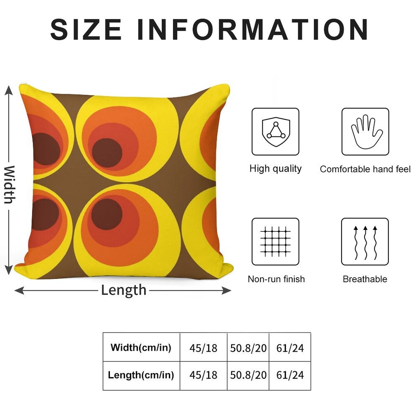 70s, 80s Funky Vintage Circle Pattern Soft Anti-Pilling Throw Pillow