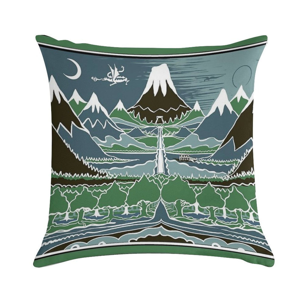Forest Mountain Path in The Style of J.R.R.Tolkien Soft Ultra-Soft Texture Throw Pillow