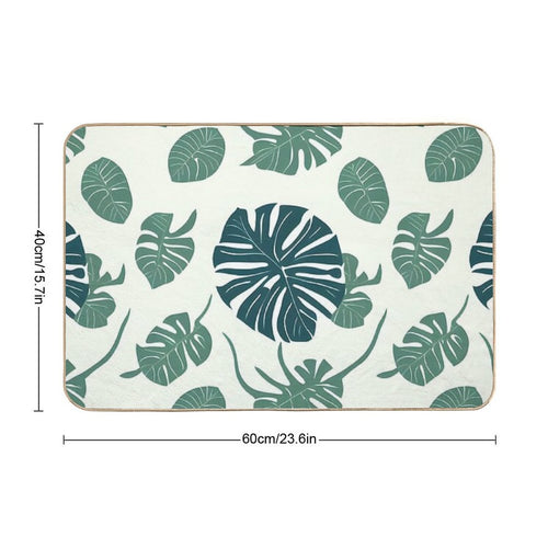 Abstract Monstera Leaf Pattern  Eco-Friendly Bath Mat