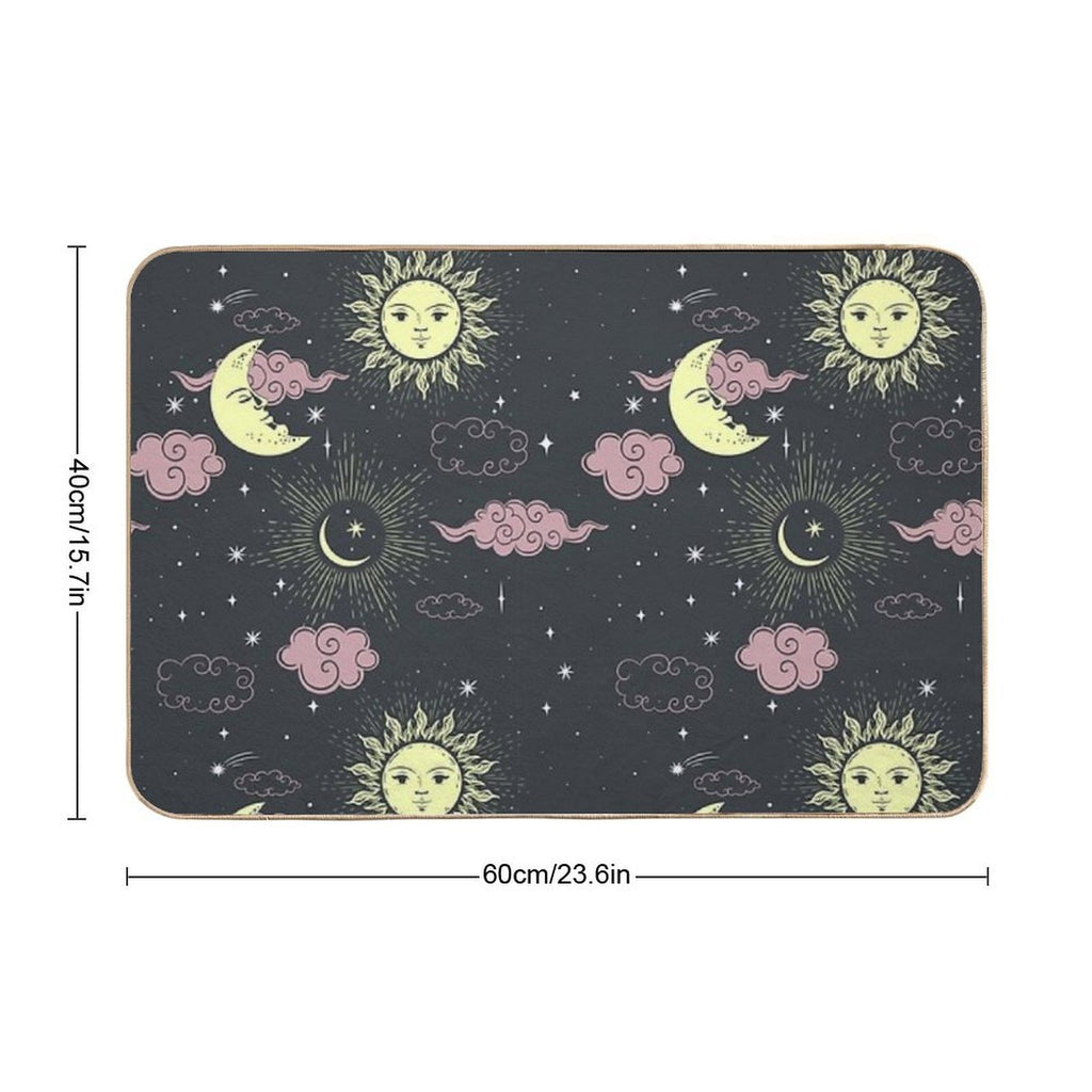 Stars And Moon Pattern  Absorbent Bath Mat