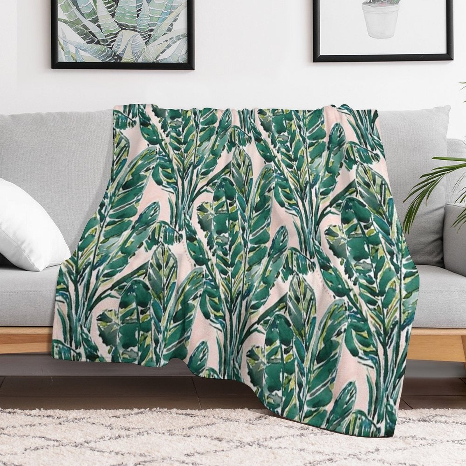 BIG FEELINGS BANANA LEAF TROPICAL Sustainable Throw Blanket