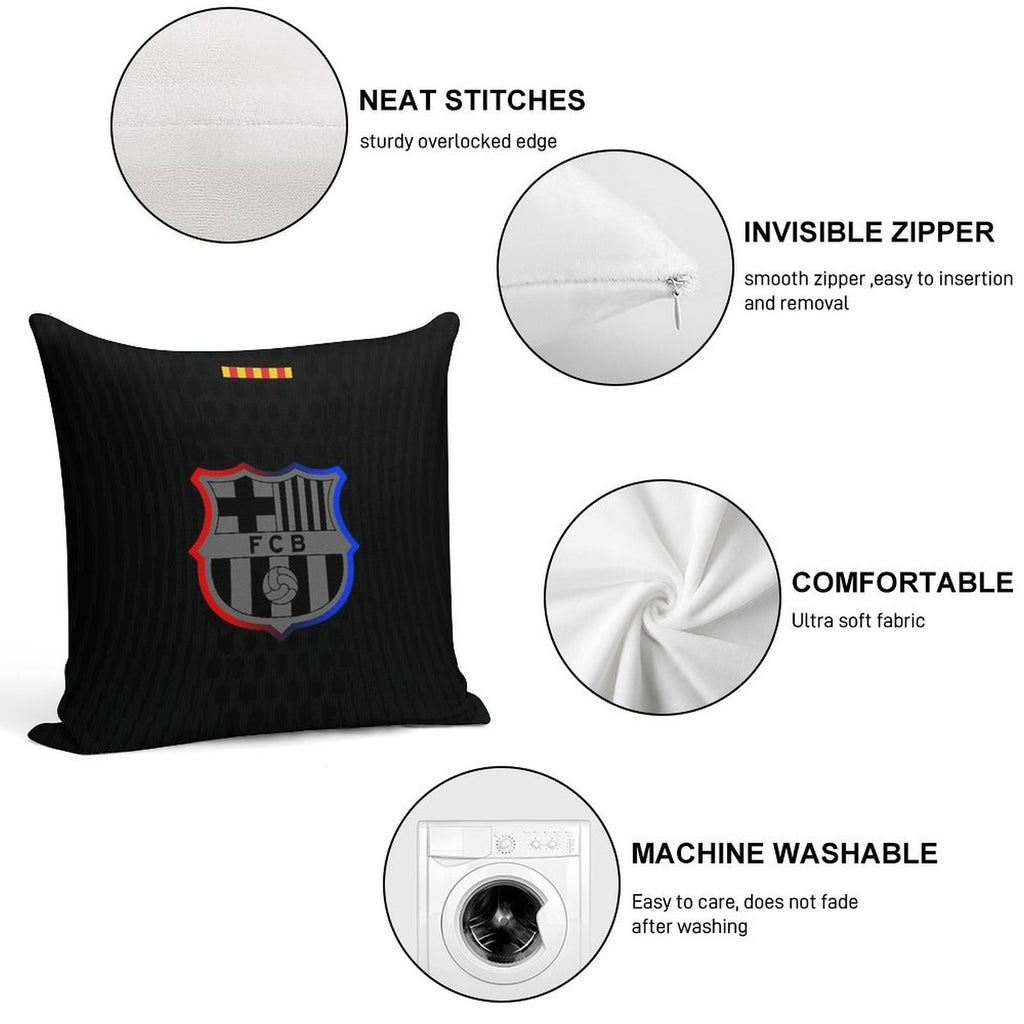 Barca Away 2024-25 Black Soft Durable Construction Throw Pillow