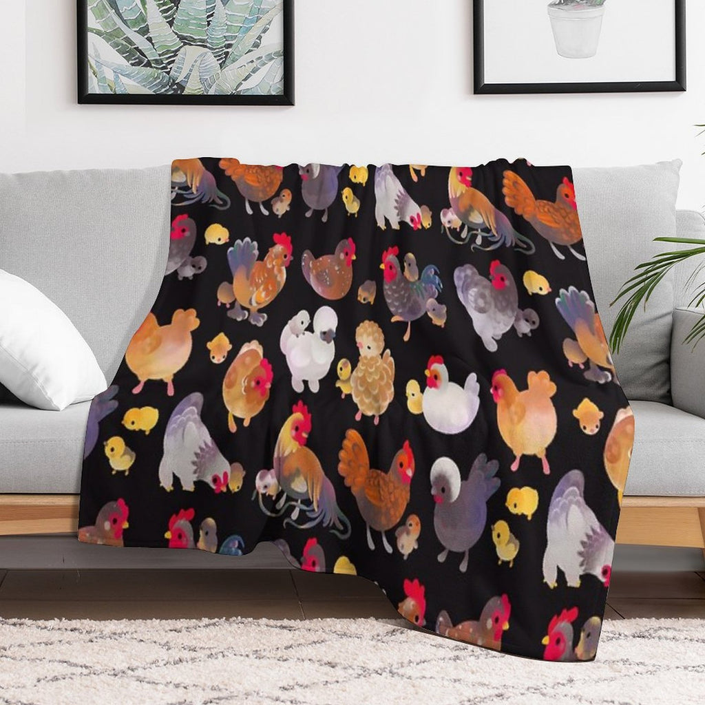 Chicken And Chick - Dark Gift-ready Throw Blanket
