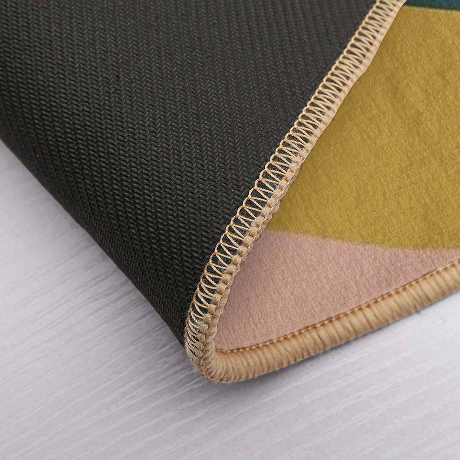 Retro Waves Minimalist Pattern Rust, Blush Pink, Gray, Navy Blue, And Mustard Gold  Dirt-Trapping Bath Mat