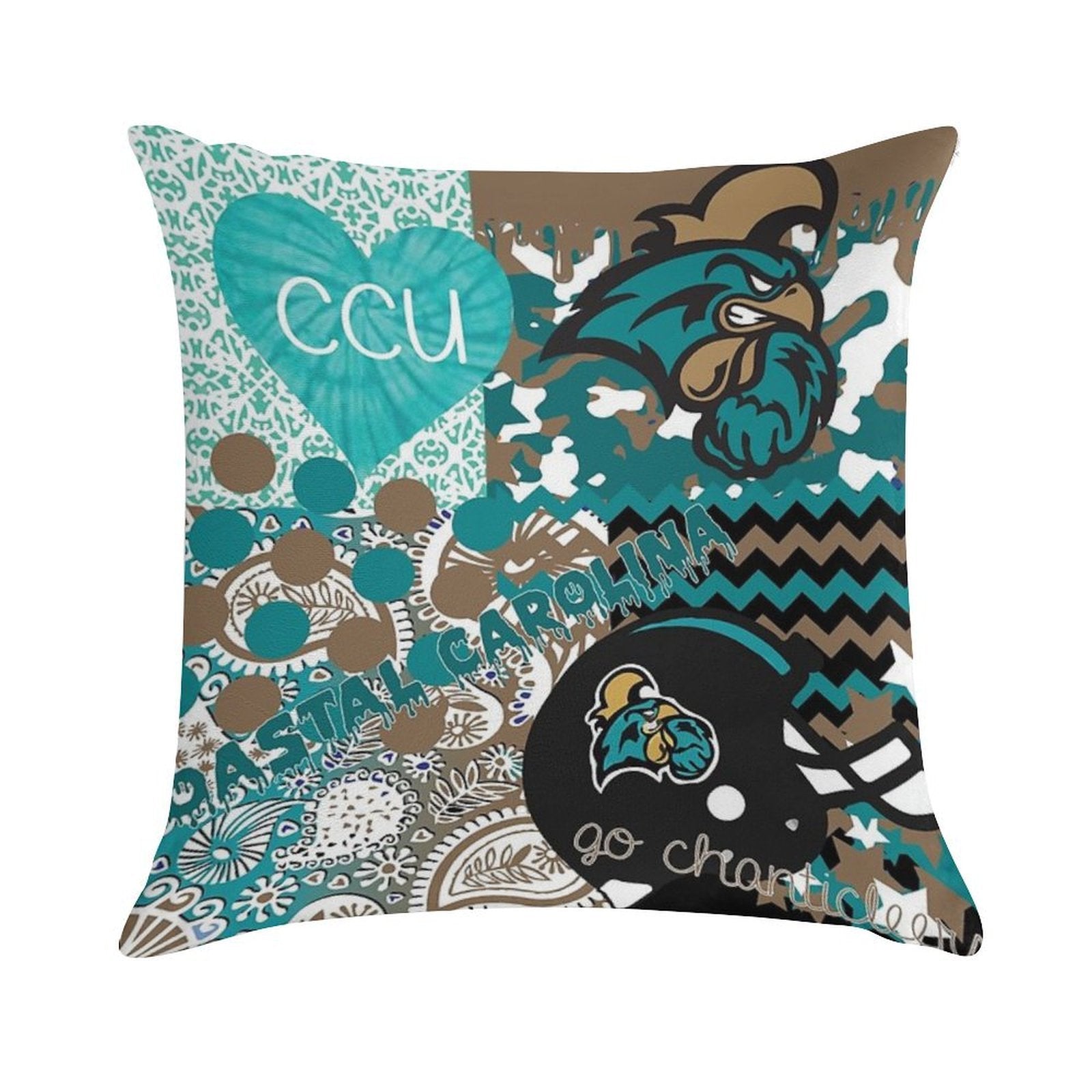 Coastal Carolina University Collage Soft Multiple Sizes Throw Pillow