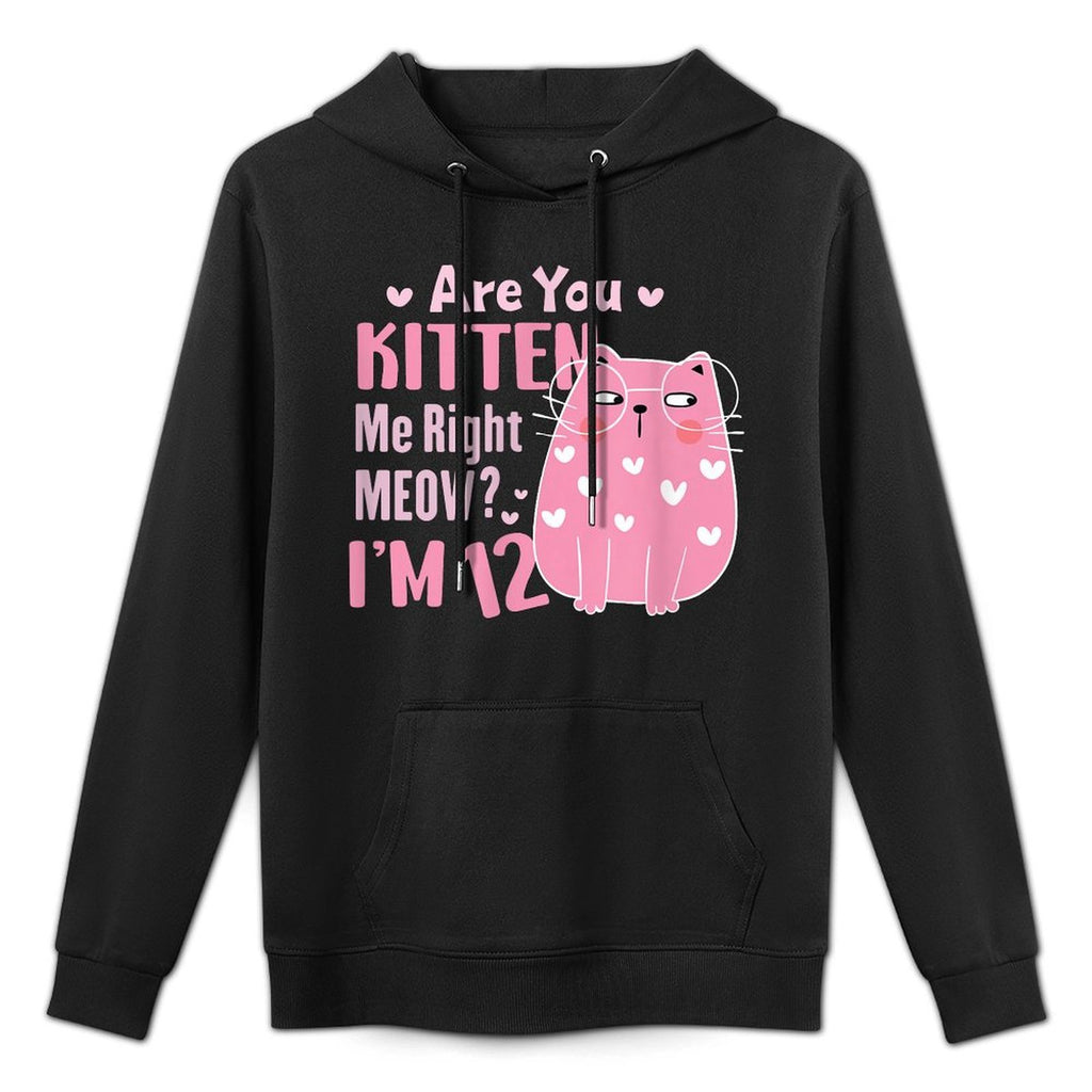 12th Cat Birthday Party Twelve Year Old Girl Birthday Medium-Weight Fabric Hoodie