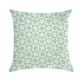 Light Pastel Green And White Checkered Squares with Flowers Soft Short Plush Fabric Throw Pillow