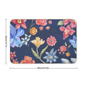Navy Blue with Colorful Flowers  Whimsical  Fun  Floral Design  Repositionable Bath Mat