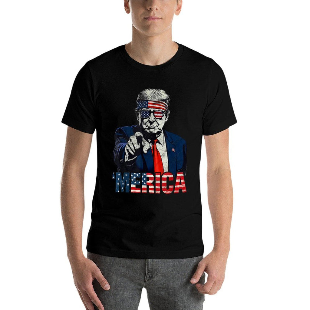 Happy 4th Of July MERICA TRUMP American USA  Fade-proof Color T-Shirt