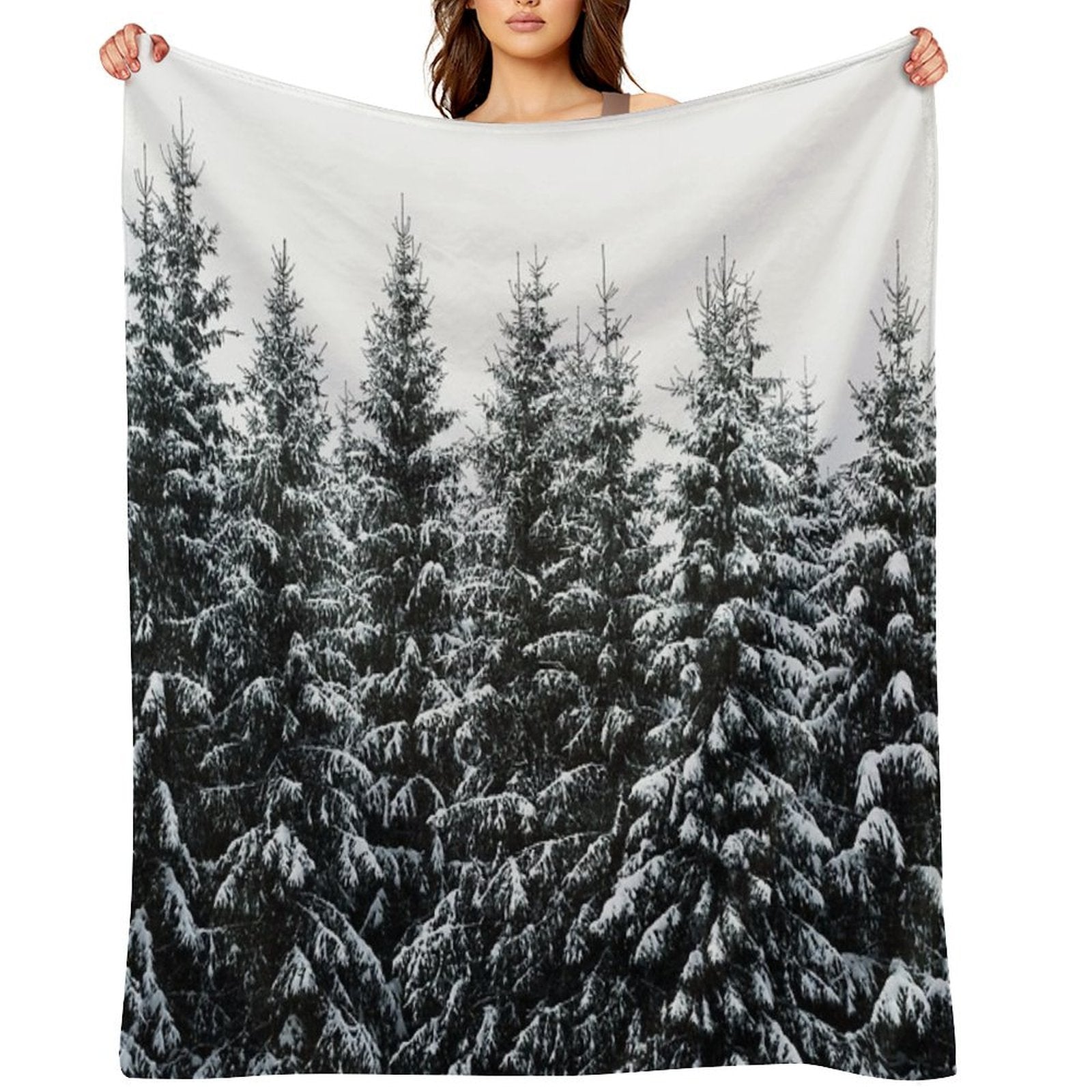 The White Bunch  Misty Moody Foggy Milky Winter Wonderland Forest With Cascadia Trees Covered In Magic Fog Comfort Throw Blanket