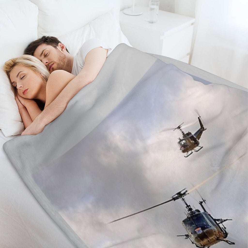 Bell UH-1 Iroquois Helicopters - (A Pair of Hueys) Gift-ready Throw Blanket