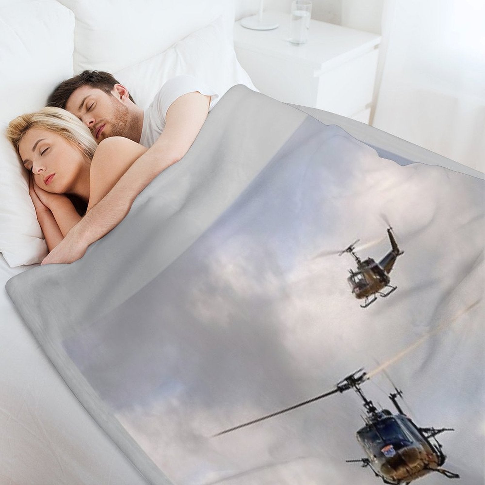 Bell UH-1 Iroquois Helicopters - (A Pair of Hueys) Gift-ready Throw Blanket