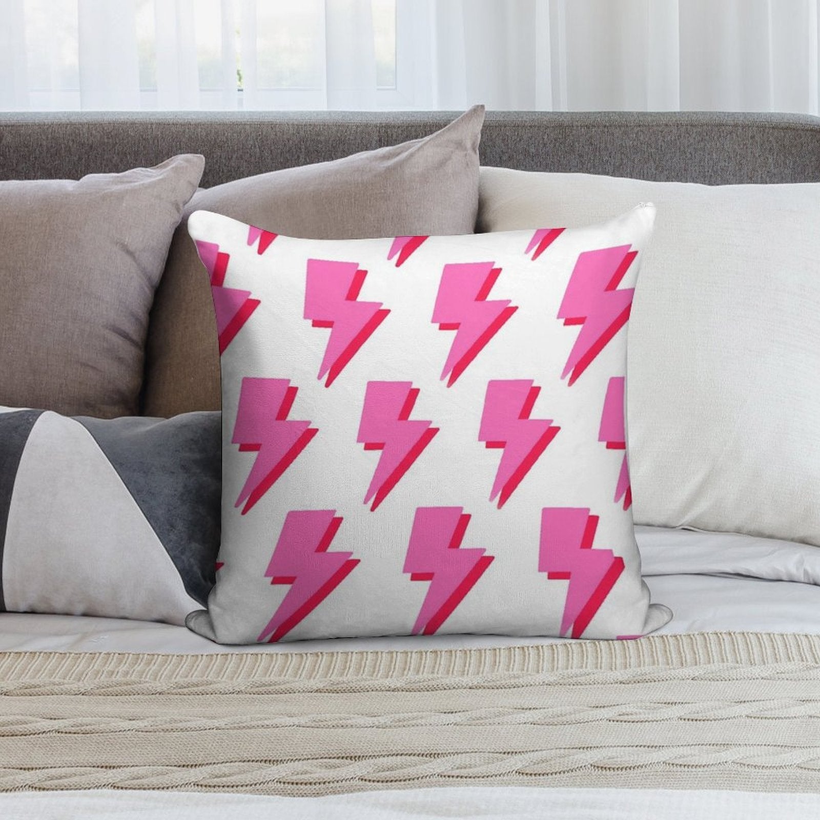 Preppy Lightning Bolts Soft Ultra-Soft Texture Throw Pillow
