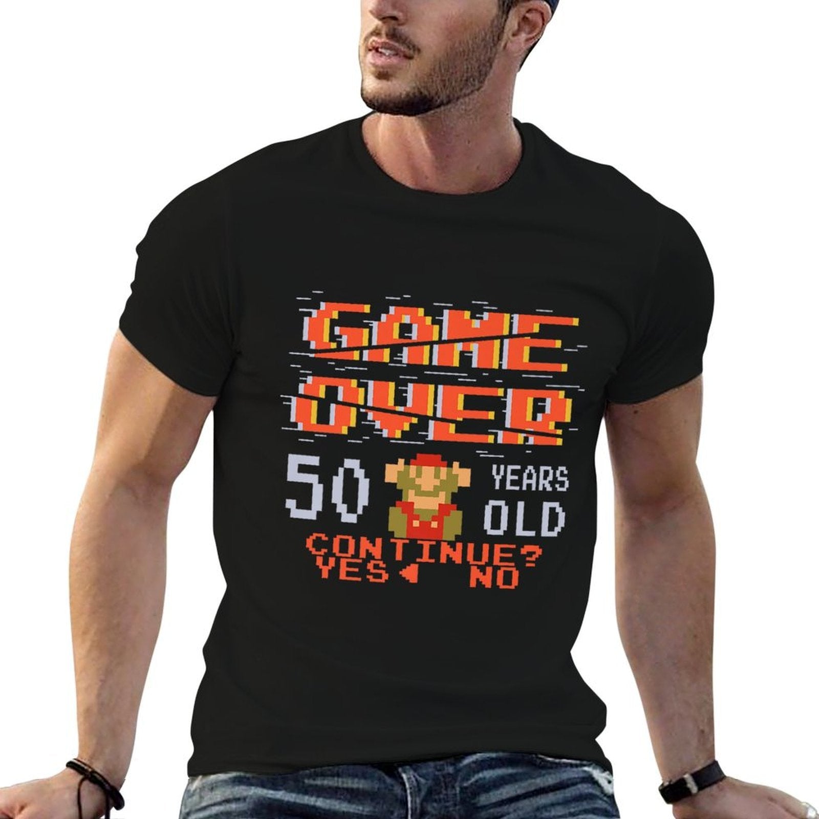 Super Mario Bros 50th Birthday Game Over Vintage NES Screen Premium  Easy-care T-Shirt