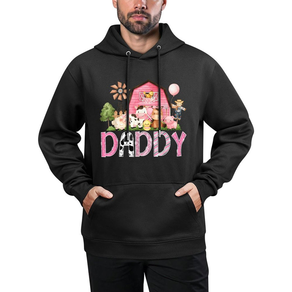 Daddy Pink Farm Cow Birthday Girl Matching Family Relaxed Fit Hoodie