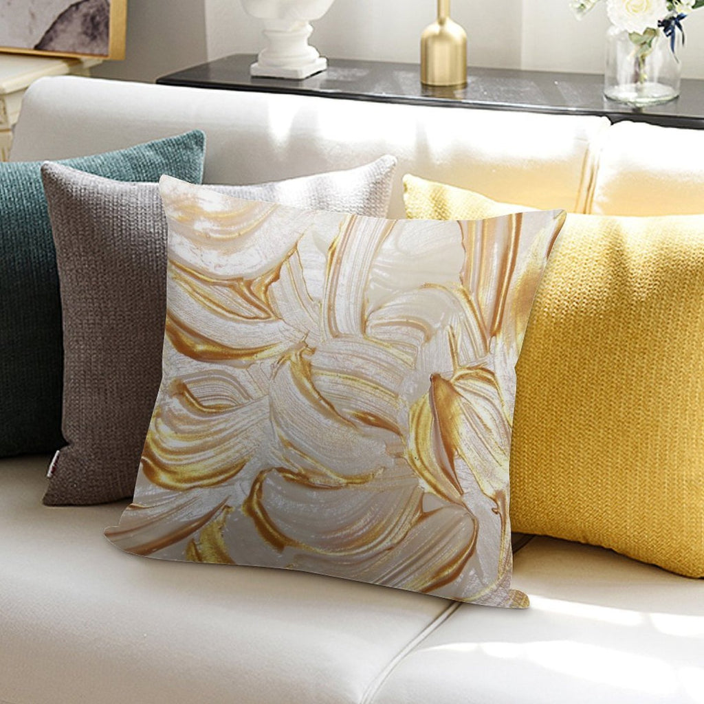 Cream & Gold Wet Paint Soft Warmth Comfort Throw Pillow