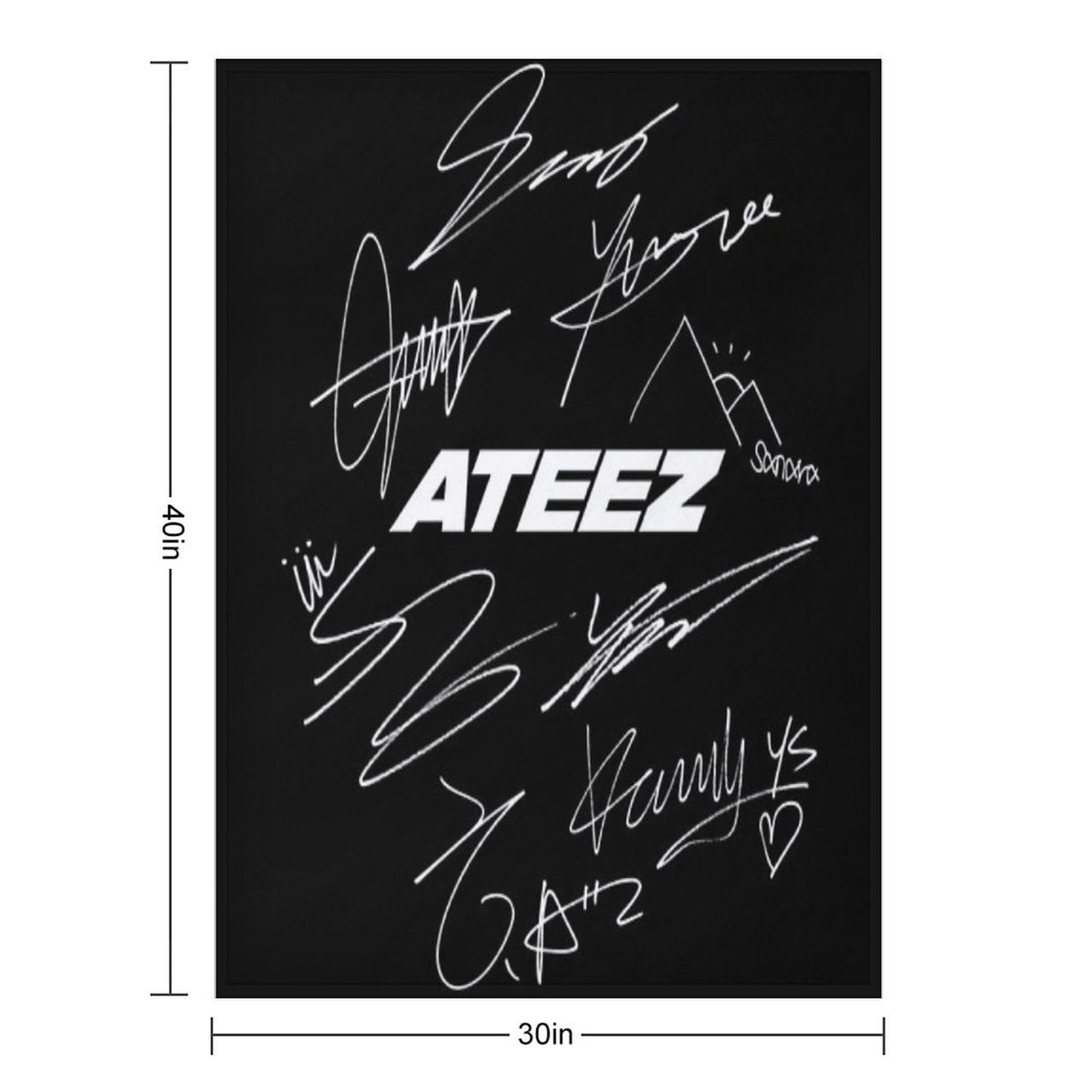 ATEEZ - Logo + Autographs (black) Plush Throw Blanket