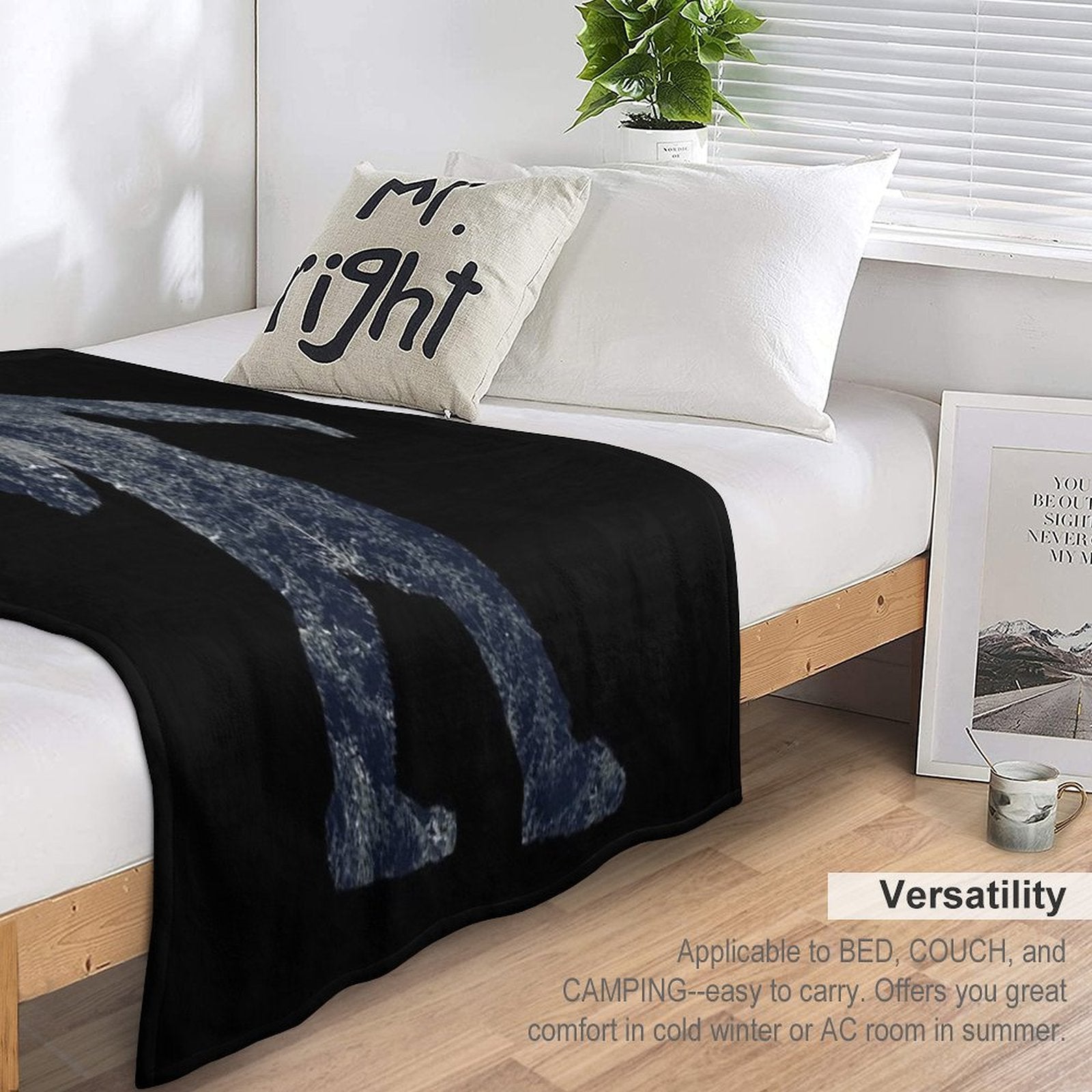 A Sasquatch Silhouette in The North Velvety-soft Throw Blanket