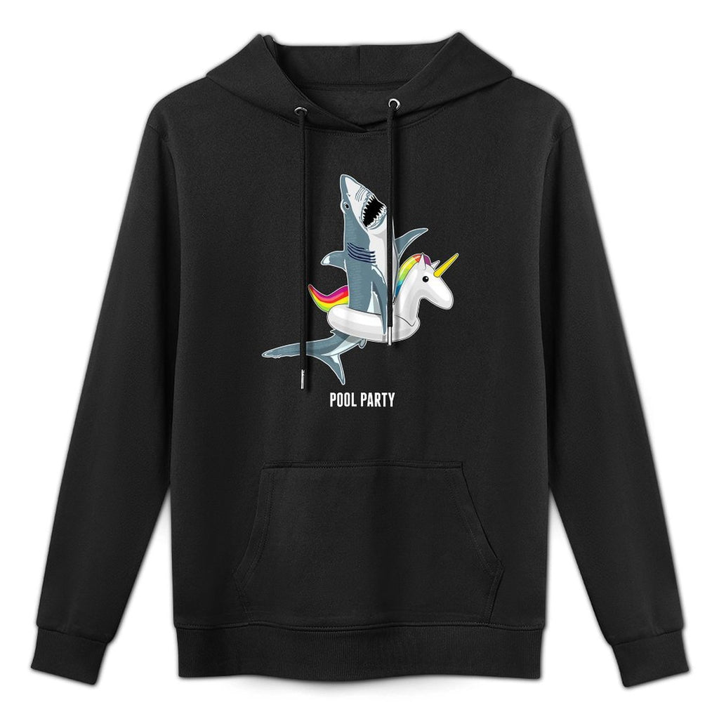 Pool Party Unicorn Float Funny Shark Lover Gift Kids Colorfast Hoodie