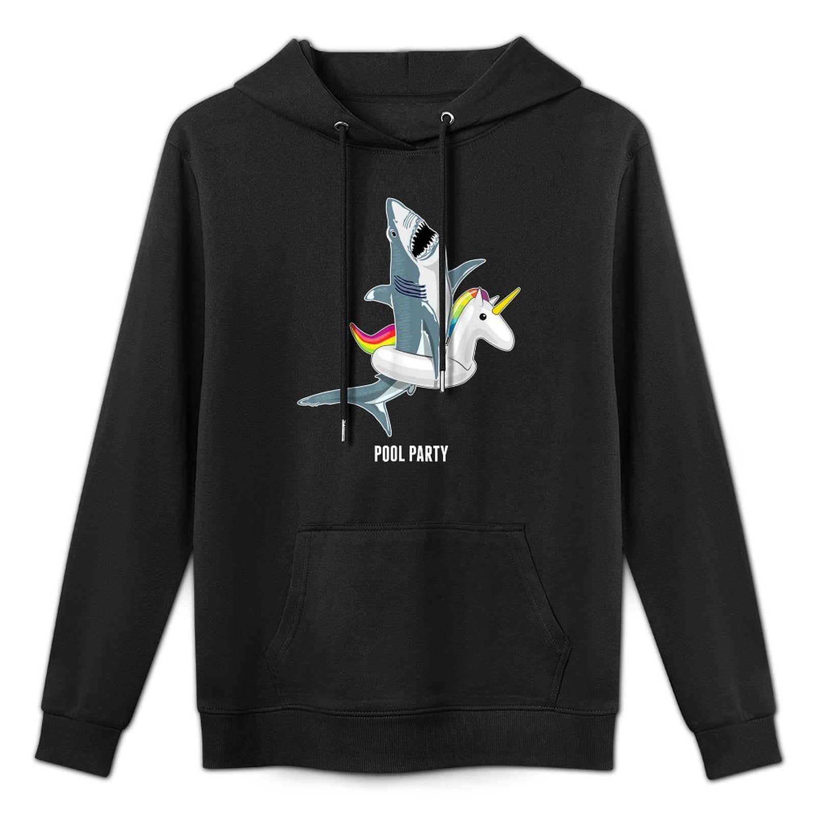 Pool Party Unicorn Float Funny Shark Lover Gift Kids Colorfast Hoodie