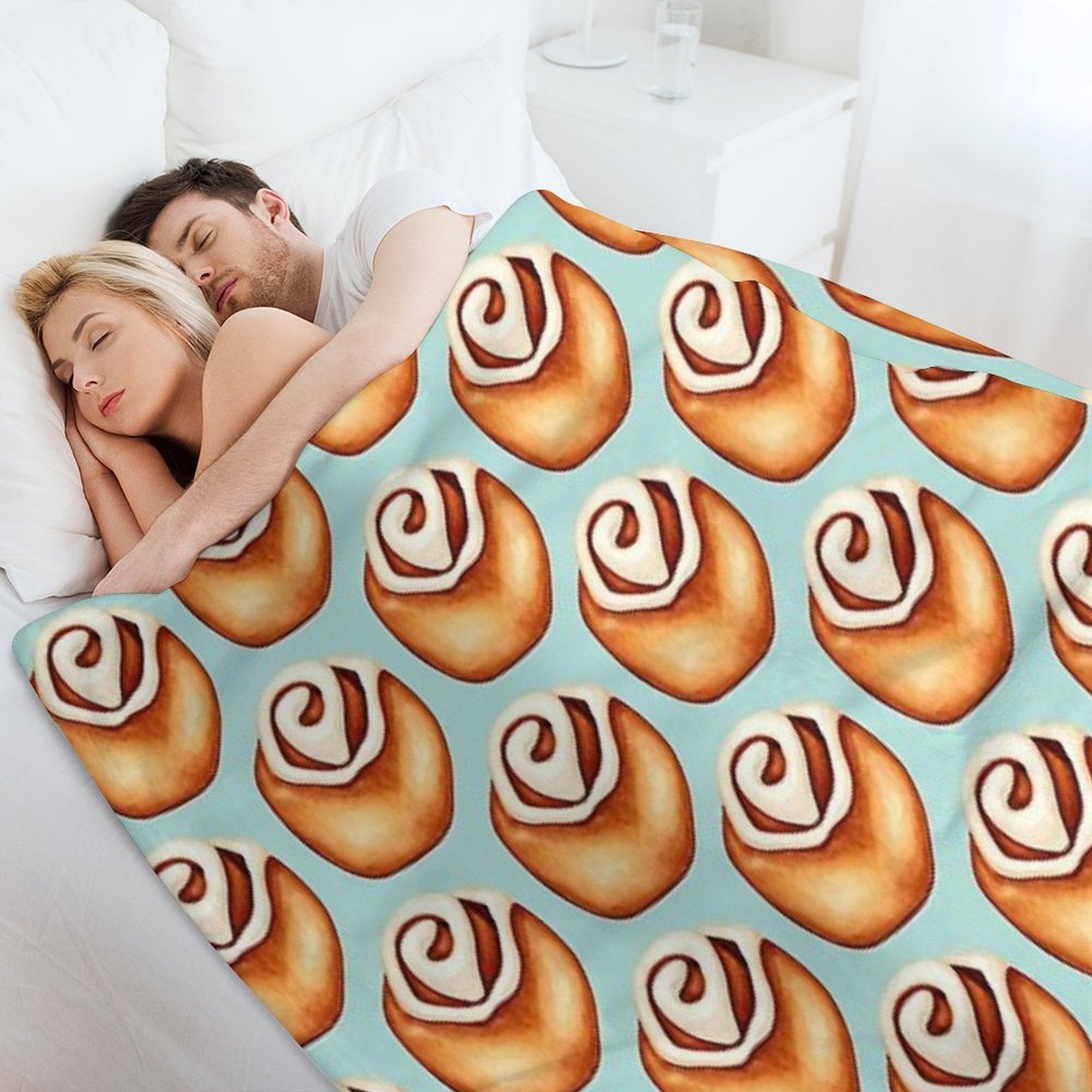 Cinnamon Roll Pattern - Blue Anti-pilling Throw Blanket
