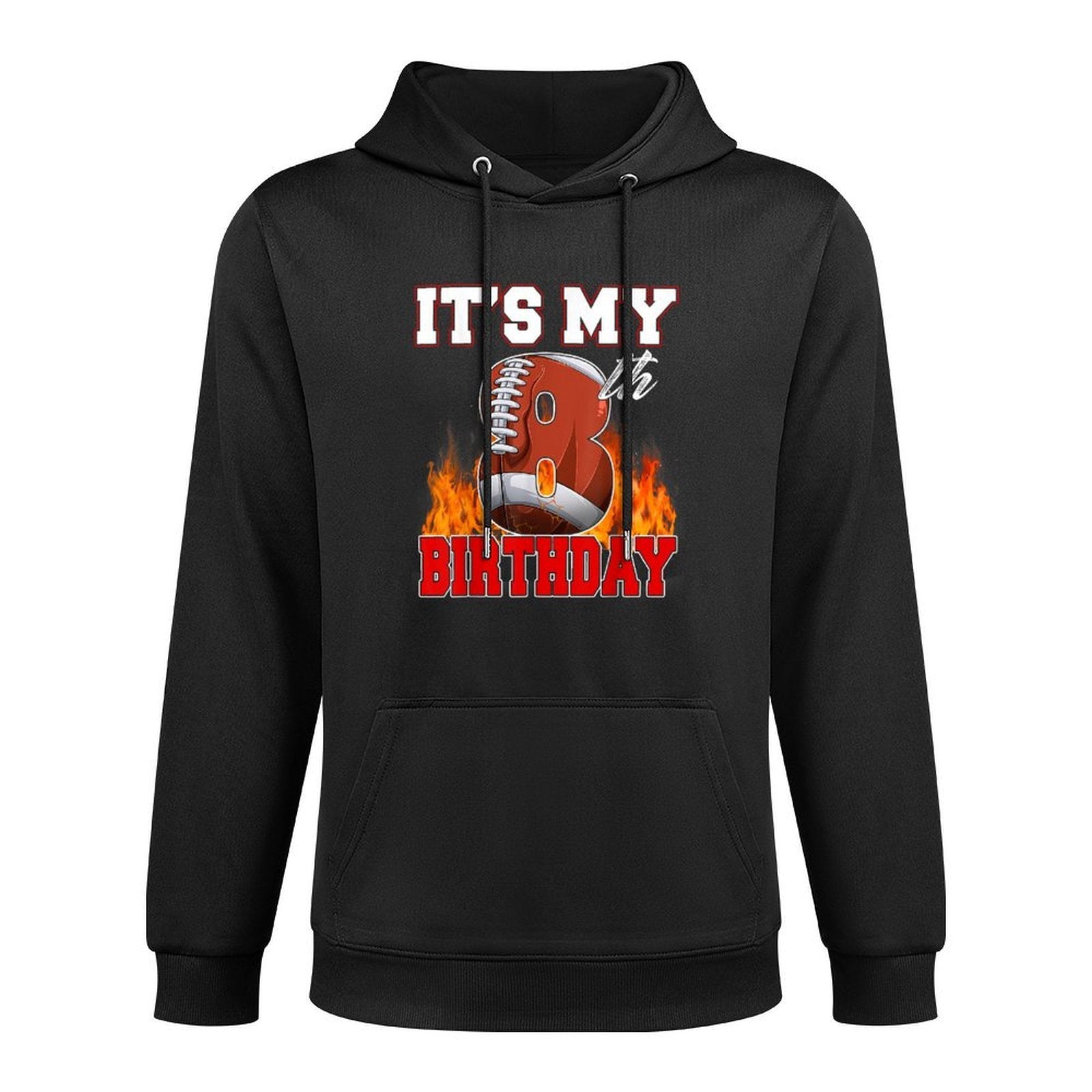 Funny It's My 8th Birthday 8 Years Old Football Ball Boys Cotton-Polyester Blend Hoodie
